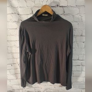 Chalet Grey Moc Neck Long Sleeve Modal Top XL